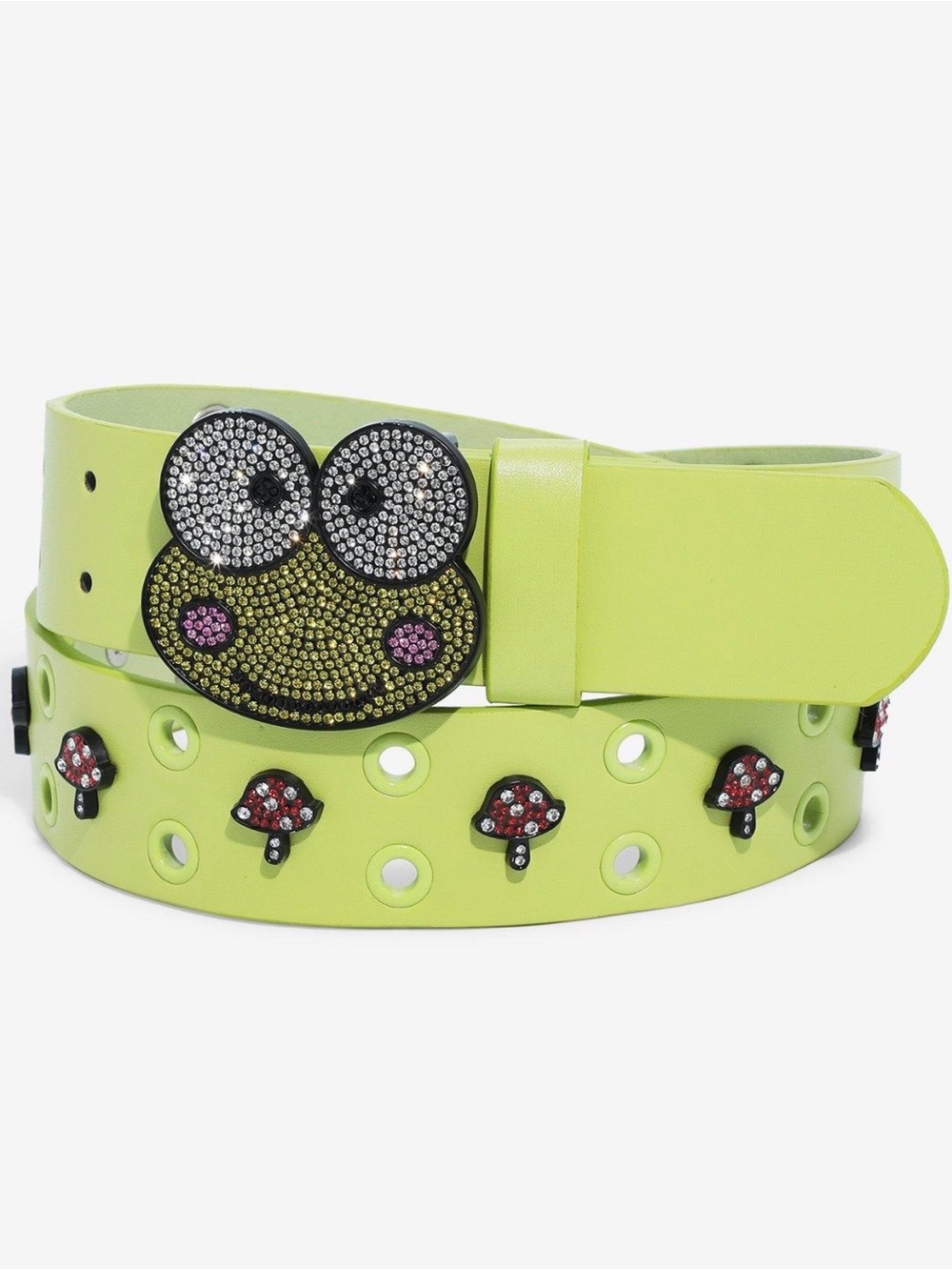 Keroppi Sanrio Neon Lime Studded Frog Buckle Belt